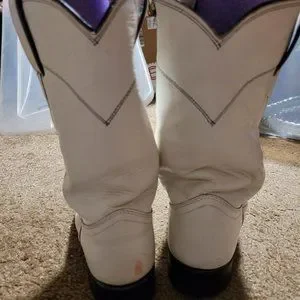 Rare Vintage Justin Roper White Boots Size 4B With Fisher Belt Size 26