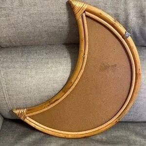 Rattan Crescent Moon Mirror