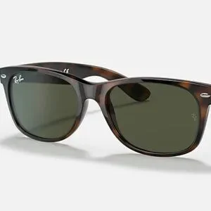 Ray-Ban RB2132 902 New Wayfarer Sunglasses – Tortoise G-15 Green 52-18
