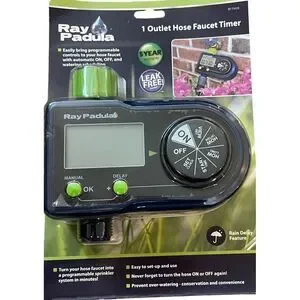 Ray Padula 1-Zone Programmable Sprinkler Timer for Yard Garden‎ Hose Battery Op
