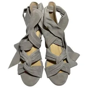 RAYE Mira Heels Sandals Shoes Women's Size US 6.5 / EUR 37 Gray Suede Ankle Wrap