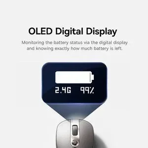 Rechargeable Wireless Bluetooth Mouse With OLED Display – Ergonomic Dual Mode