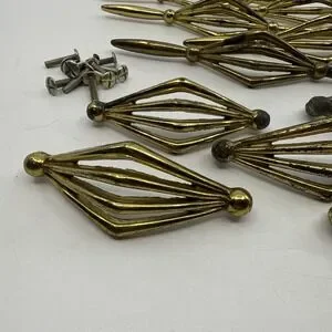 Reclaimed Ribbed Brass Ornate Drawer Pulls Lot Distressed P 1485 Read Starburst