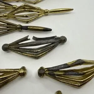 Reclaimed Ribbed Brass Ornate Drawer Pulls Lot Distressed P 1485 Read Starburst