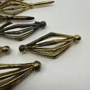 Reclaimed Ribbed Brass Ornate Drawer Pulls Lot Distressed P 1485 Read Starburst