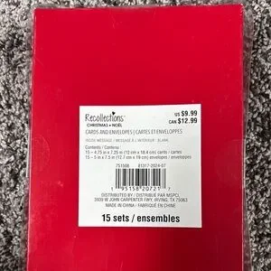 Recollections Red Christmas Cards And Envelopes Set