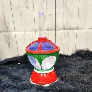 Red And Green Glitter Globe Lamp With Faux Candle