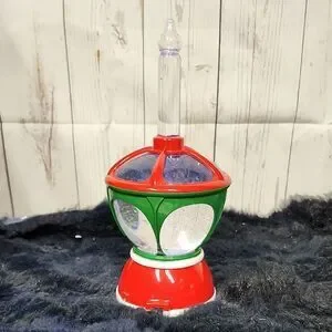 Red and Green glitter Globe Lamp with faux candle