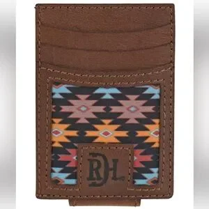 Red Dirt Hat Co Genuine Leather Men’s Southwestern Card Case With Magnetic Clip
