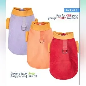 Red Purple And Orange Sweaters With Yellow Accents Set Of 3 Extra Small