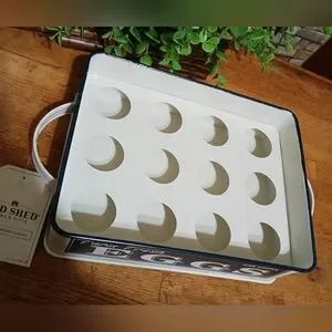 Red Shed New Cute Farm Fresh Egg Holder Box Tin Farmhouse