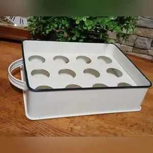 Red Shed New Cute Farm Fresh Egg Holder Box Tin Farmhouse