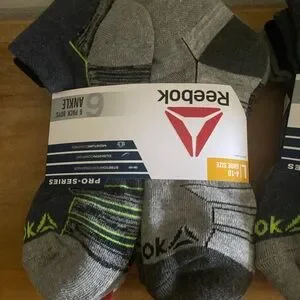 Reebok NEW Boy Athletic Ankle Socks L 4-10 Bundle Of 2 (12 Pairs)