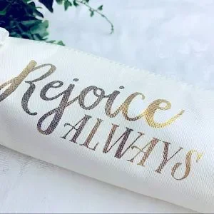 Rejoice Always Faux Leather Zipper Pencil Case W/ Gold Writing. Journal Planner