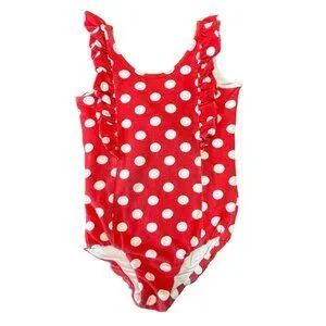 REMIE GIRL Red Minnie Mouse Leotard Girls 4 4T Polka Dot Tank Ruffle Leo Girl