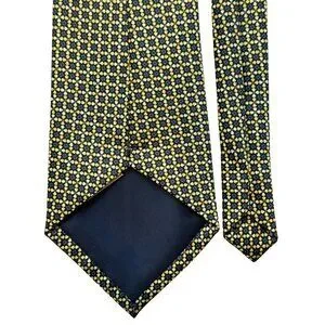Rene Chagal Men's Handmade Necktie Tie Myung Ju Silk Navy Blue Tan 59x4"