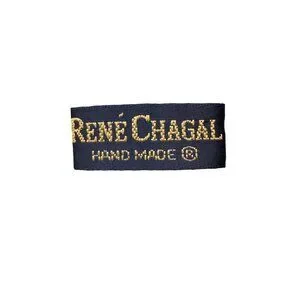 Rene Chagal Men's Handmade Necktie Tie Myung Ju Silk Navy Blue Tan 59x4"