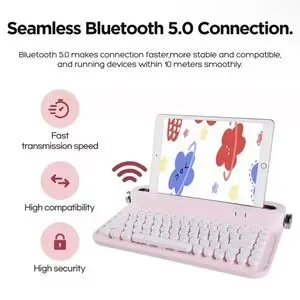 Retro Mini Bluetooth Keyboard Typewriter MultiDevice Compatible•Actto B305 White