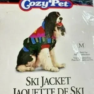 Retro Pet Puffy Hoodie Jacket PufferNeon Geometric Pattern Button Snap Dog Cat