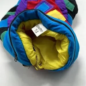 Retro Pet Puffy Hoodie Jacket PufferNeon Geometric Pattern Button Snap Dog Cat