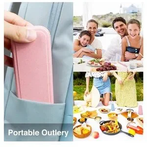 REUSABLE TRAVEL UTENSILS SET WITH CASE BEIGE