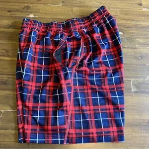 Rhone Plaid Check Shorts Grid Red Blue Medium Elastic Waist