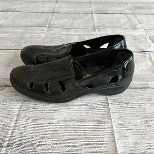 Rieker Black Cut Out Leather Wedge Size 40