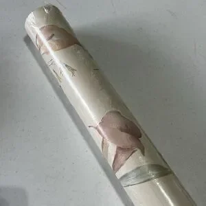 Roll of Vtg Peach Pink Floral Calla Lily Wallpaper Luxury Vinyl 90s Pearl Sheen