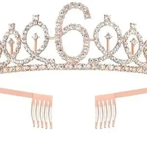 Rose Gold 6th Birthday Tiara And Sash Set