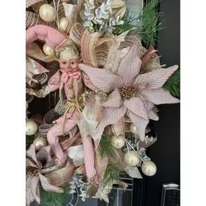 Rose Gold Elf Christmas Door Wreath