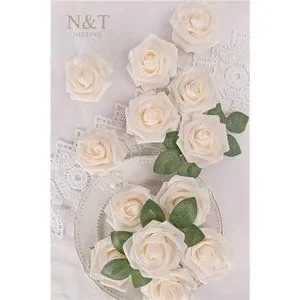 Roses Artificial Flowers 25pcs Fake Flowers Foam Roses For DIY Wedding Yellow