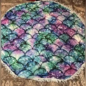 Round microfiber beach towel with beach bag Mermaid theme NEW