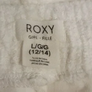 Roxy Shorts Girls Large 12-14 White Textured Elastic Drawstring Waist Cotton