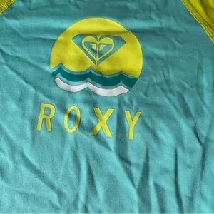Roxy Yellow And Blue Rashguard Swim Shirt