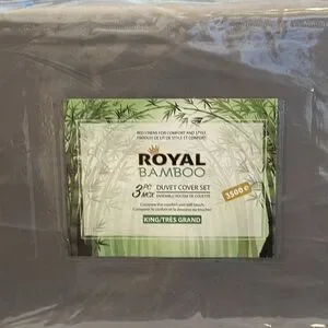 Royal Bamboo King Duvet Cover 3pc Set Nevada Gray