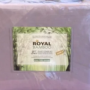 Royal Bamboo King Duvet Cover 3pc Set Purple Orchid