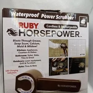 Ruby Horsepower Handheld Cordless Rechargeable Spinning Power Scrubber - New