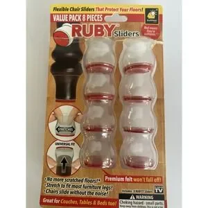 Ruby Sliders - 8 Pieces - Flexible Chair Or Leg Sliders Helps Prevent Scratches