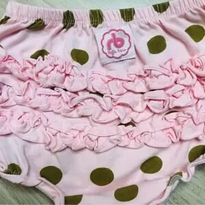 Ruffle Butts Polka Dot Diaper Cover Bloomers Trip Stretch Baby Toddler Pink Gold