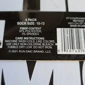 Run DMC NIB Crew Socks