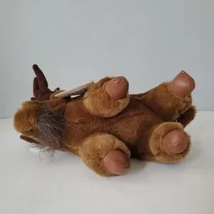 Russ Luv Pets Vintage Brown Stuffed Plush Boulder Moose Toy 10 IN LENGTH