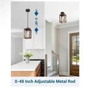 Rustic Black And Brown Pendant Light Fixtures (2) NIB