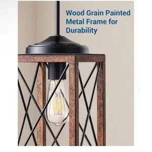 Rustic Black And Brown Pendant Light Fixtures (2) NIB