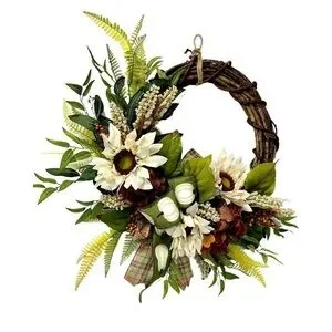 Rustic Fall Sunflower & Pumpkin Wreath