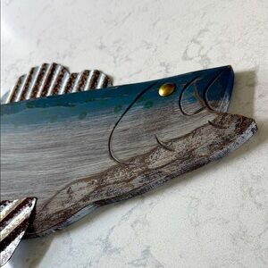 Rustic Wood & Corrugated Metal Fish Wall Decor