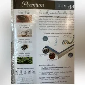 SafeRest Preium 9" Box Spring Encasement Waterproof Breathable Size Twin New