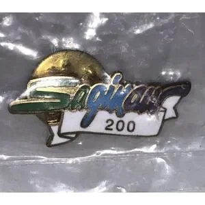 Saginaw 200 Bowling label pin Vintage