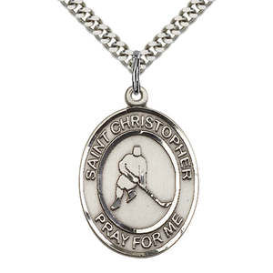 Saint Christopher Ice Hockey Sterling Silver Medal