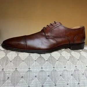 Saks Fifth Avenue Brown Italian Leather Cap Toe Lace Up Oxford Shoes Men’s12 M