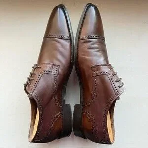 Saks Fifth Avenue Brown Italian Leather Cap Toe Lace Up Oxford Shoes Men’s12 M